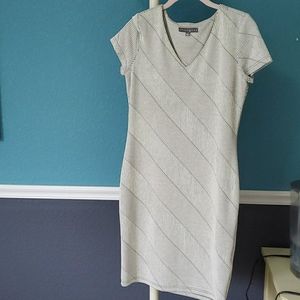 White and black striped dress